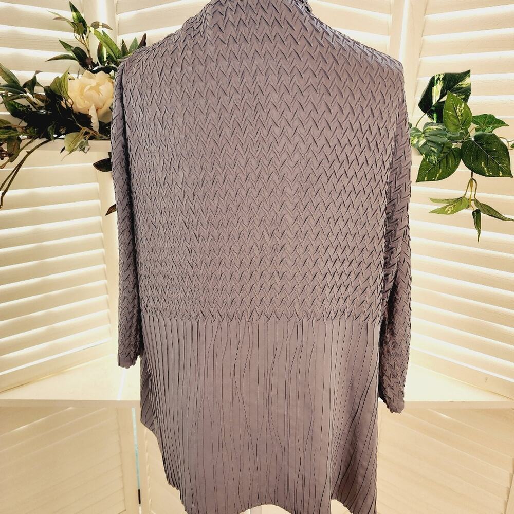 CHICOS GRAY MULTI RIPPLE POLYESTER JACKET SIZE 2(L) - Picture 7 of 8